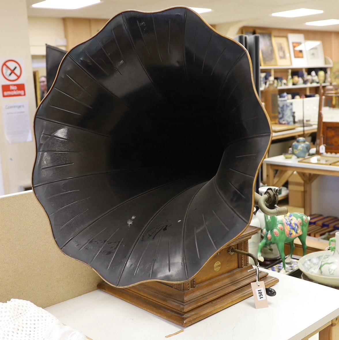 A Monarch Exhibition gramophone with horn